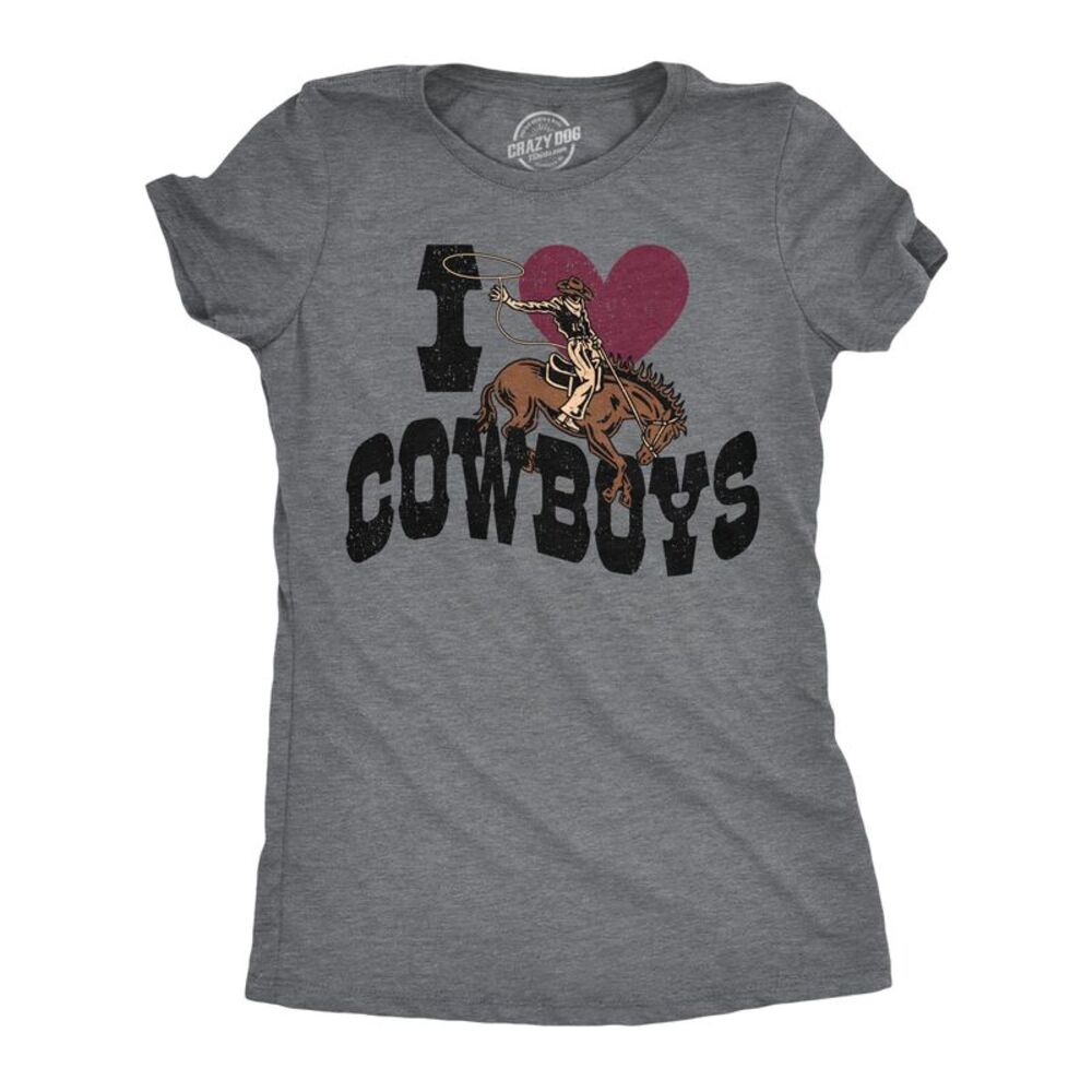 Womens Funny T Shirts I Heart Cowboys Sarcastic Western Tee For Ladies